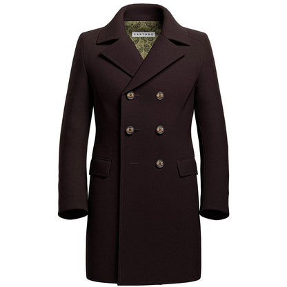 Brown Wool Peacoat - SARTORO