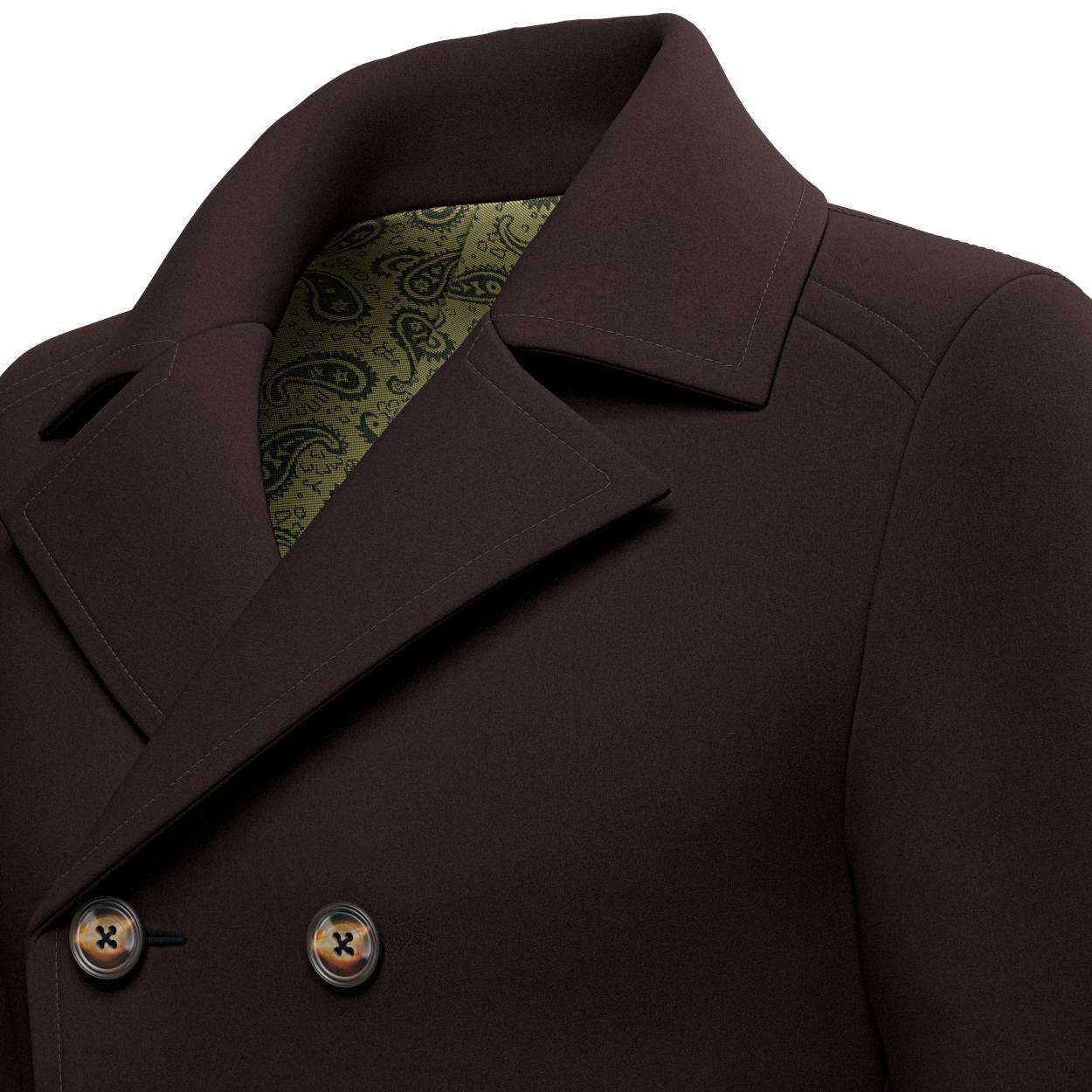 Brown Wool Peacoat - SARTORO