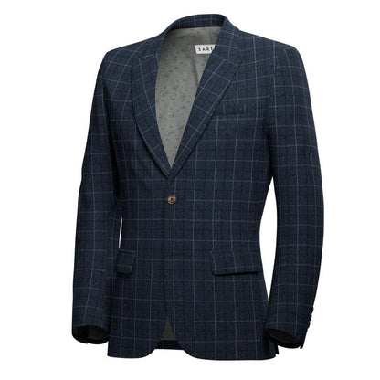Bryant Charcoal Blue Check Flannel Jacket - SARTORO