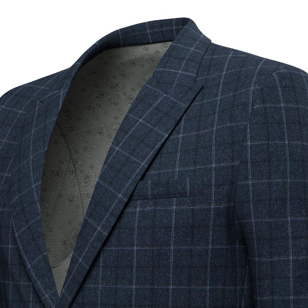 Bryant Charcoal Blue Check Flannel Jacket - SARTORO