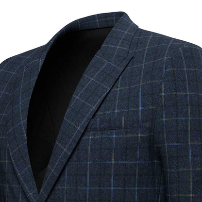 Bryant Charcoal Blue Check Flannel Jacket - SARTORO