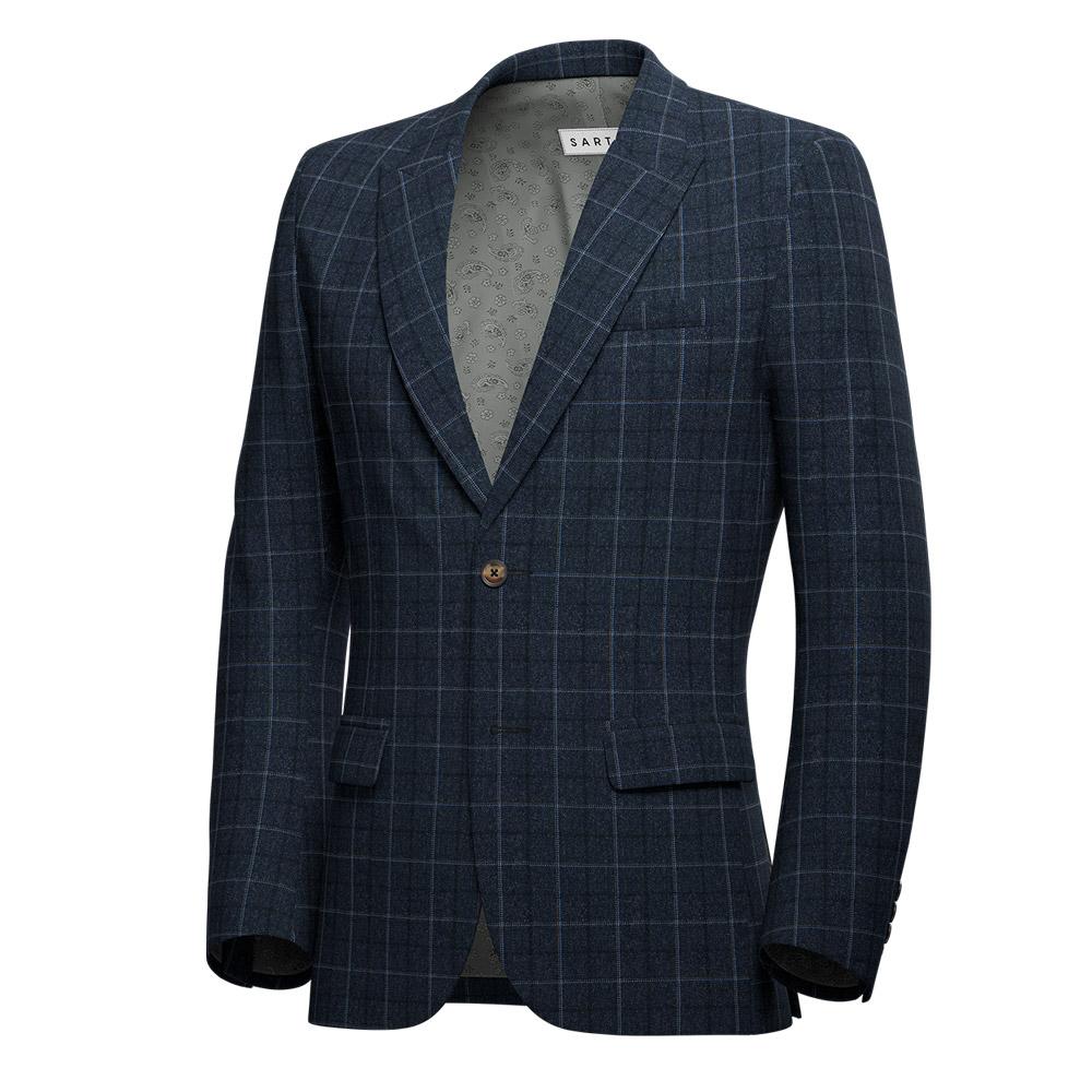 Bryant Charcoal Blue Check Flannel Suit - SARTORO