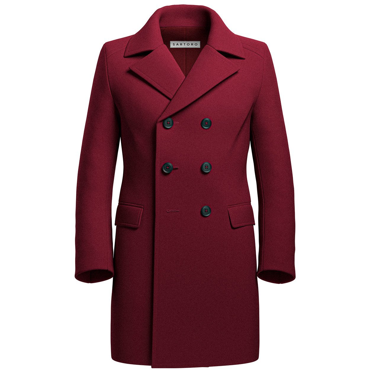 Burgundy Wool Peacoat - SARTORO