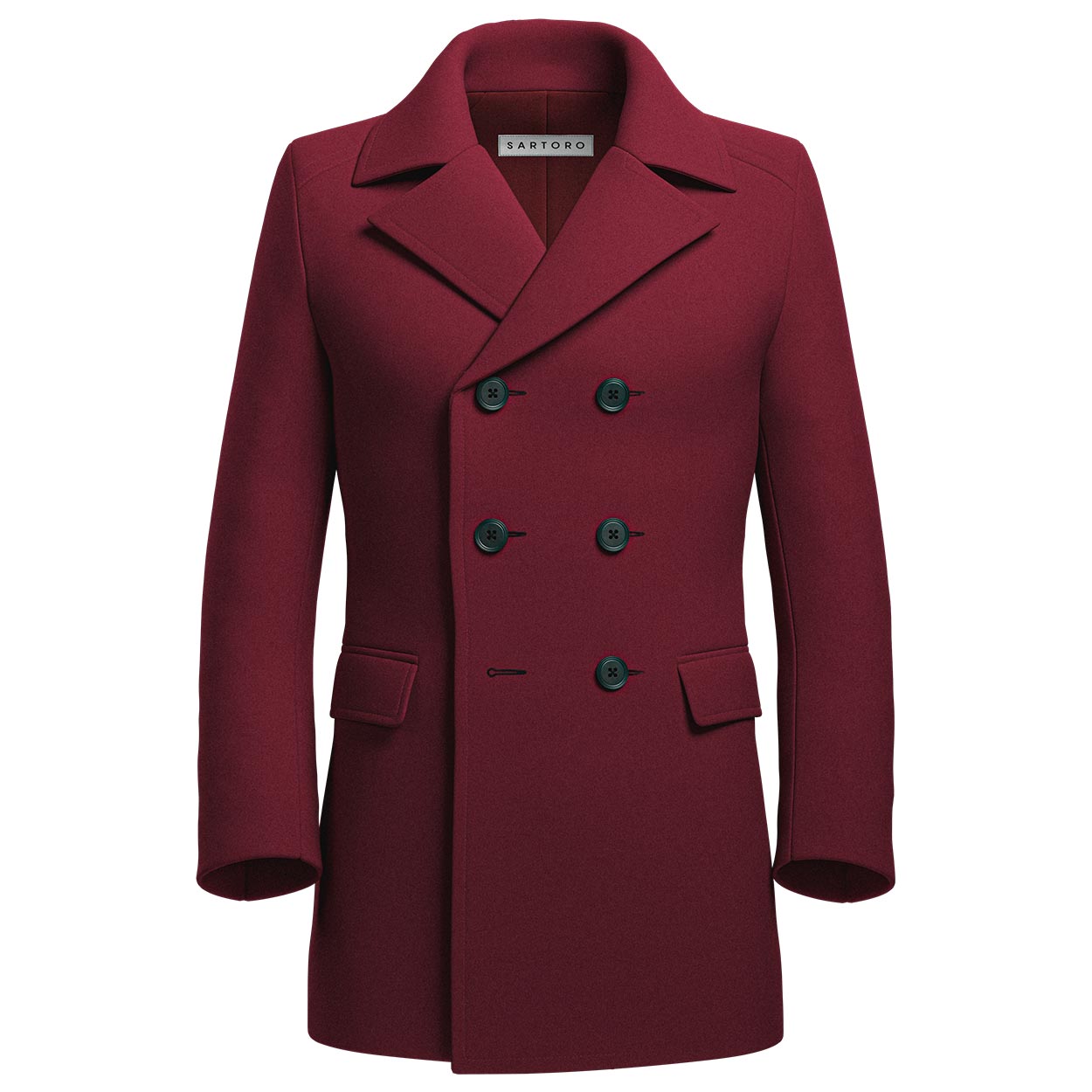 Burgundy Wool Peacoat - SARTORO