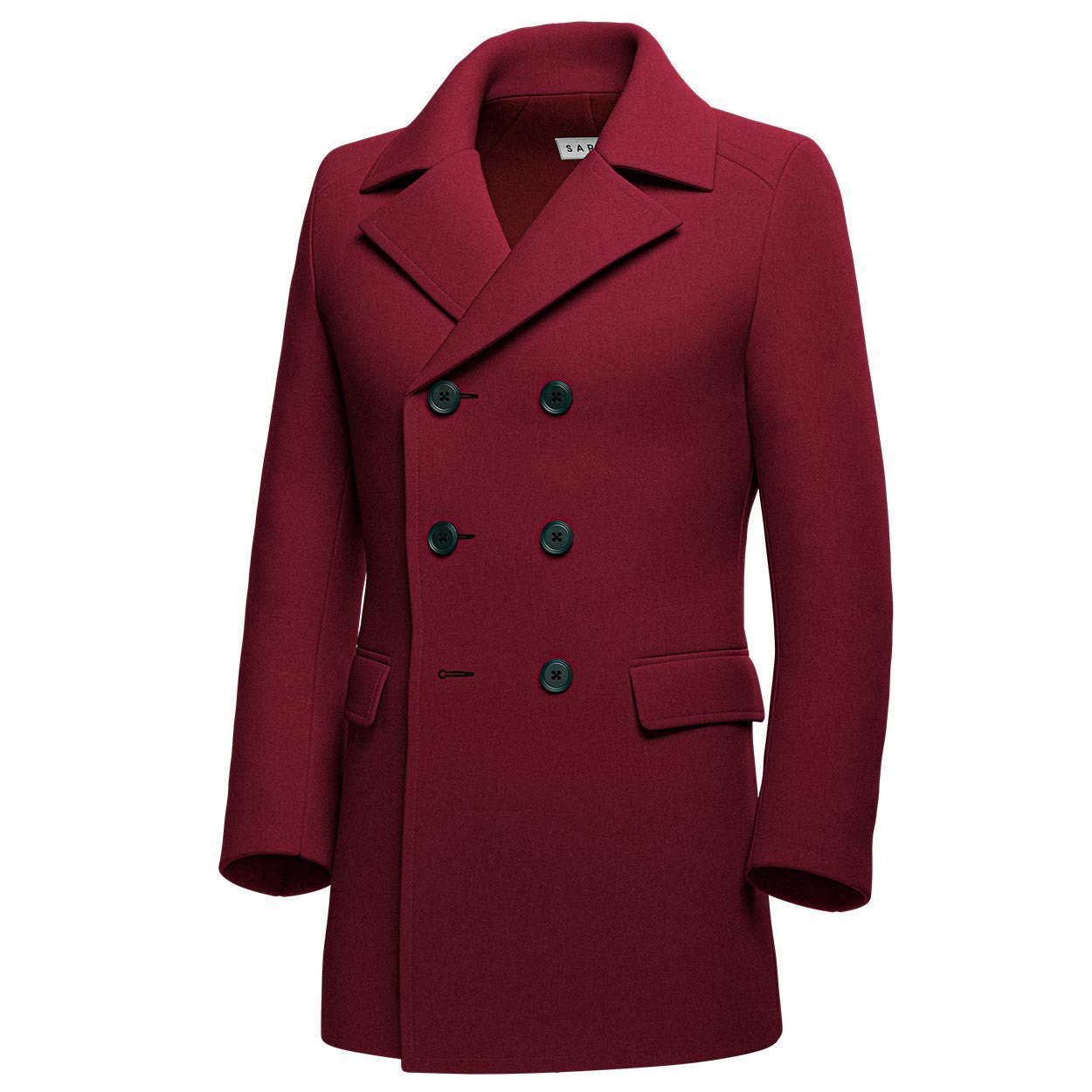 Burgundy Wool Peacoat - SARTORO