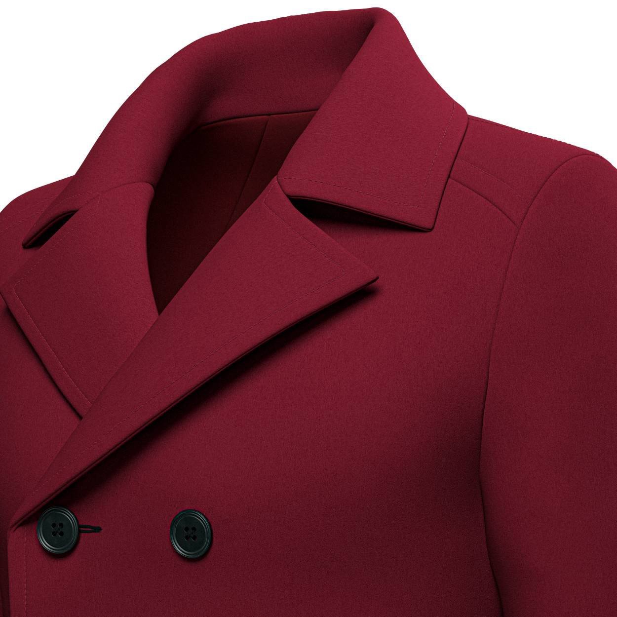 Burgundy Wool Peacoat - SARTORO