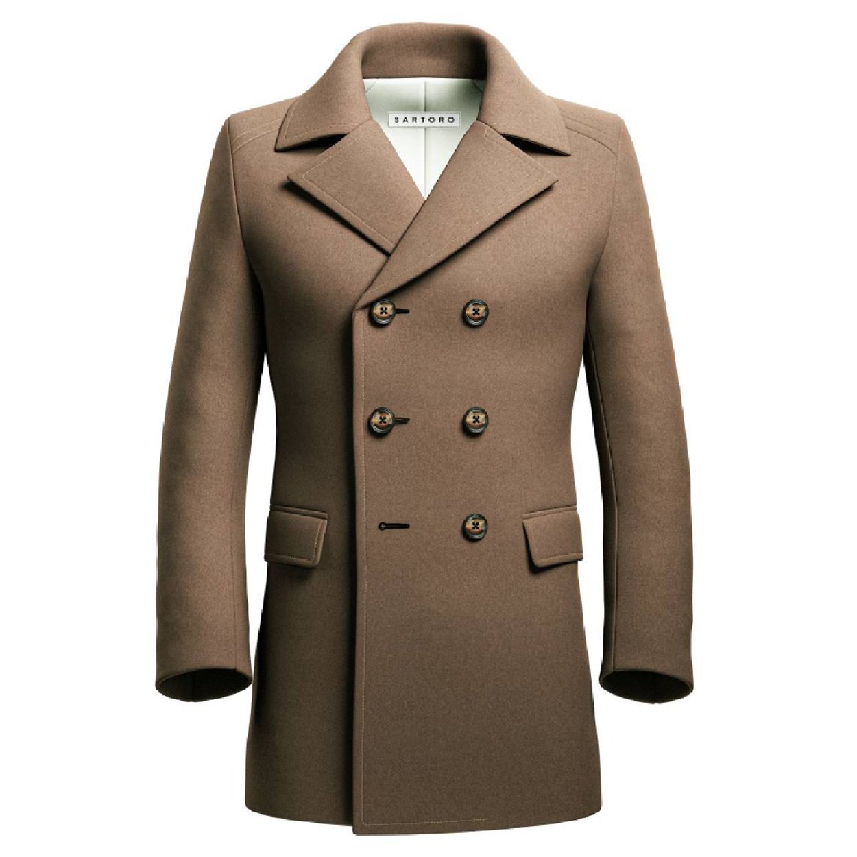 Camel Wool Peacoat - SARTORO