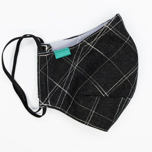 Charcoal Flannel Windowpane Everyday Mask - SARTORO