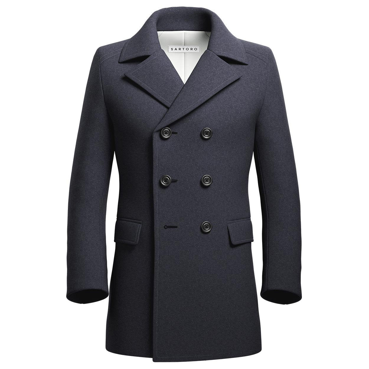 Charcoal Wool Peacoat - SARTORO