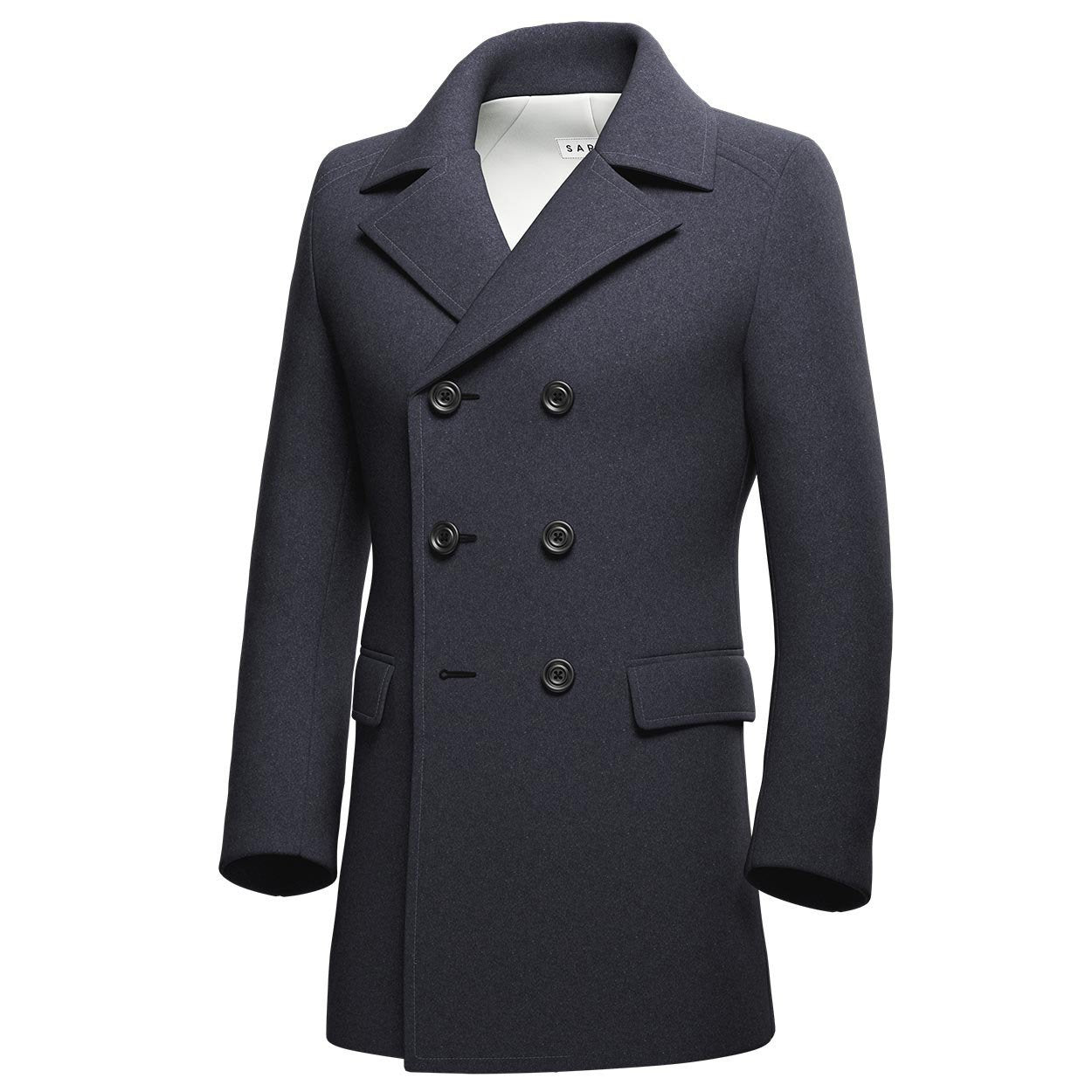 Charcoal Wool Peacoat - SARTORO