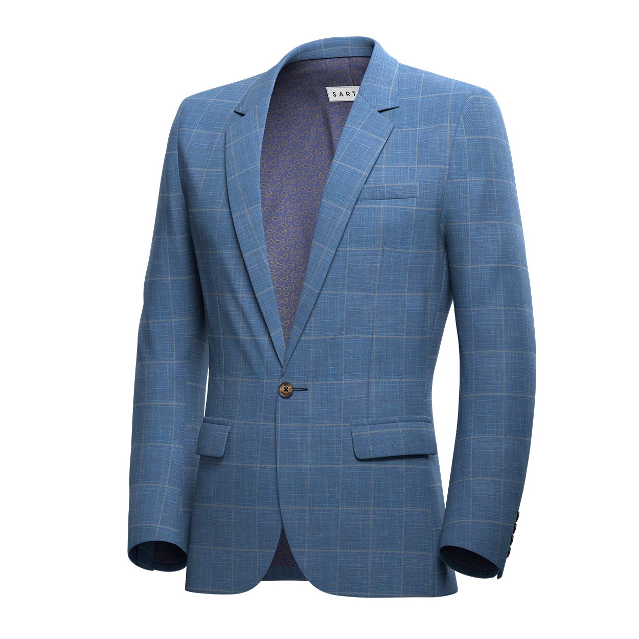 Charles Sky Blue Windowpane Suit - SARTORO