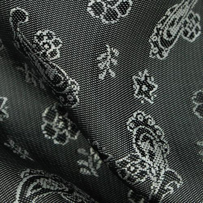 Dark Grey & White Paisley Floral Tie - SARTORO