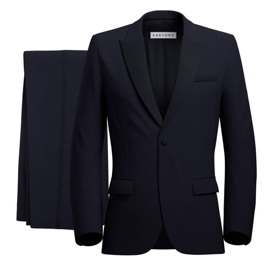 Dean Dark Navy Twill Wedding Tuxedo - SARTORO