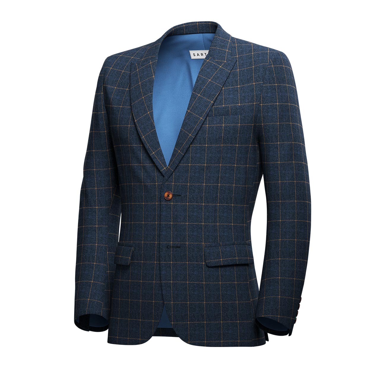 Duke Spruce Blue Flannel Windowpane Jacket - SARTORO