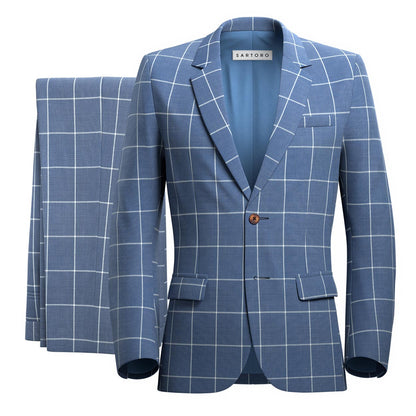 Ellis Blue Windowpane Suit - SARTORO