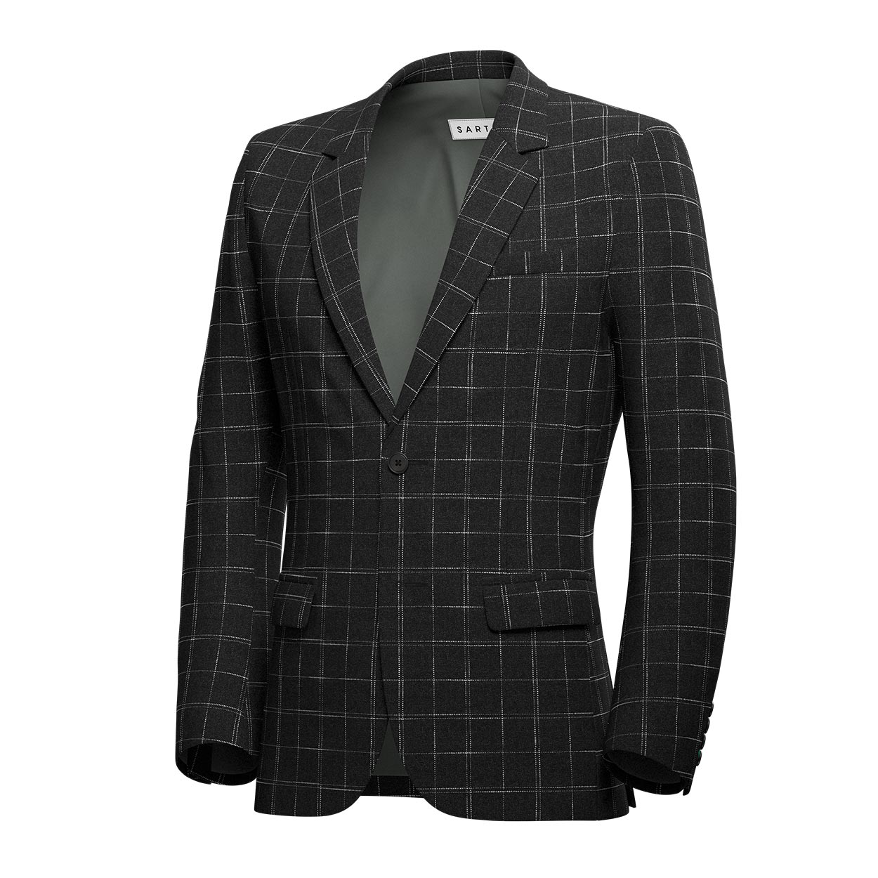 Ellis Charcoal Flannel Windowpane Suit - SARTORO