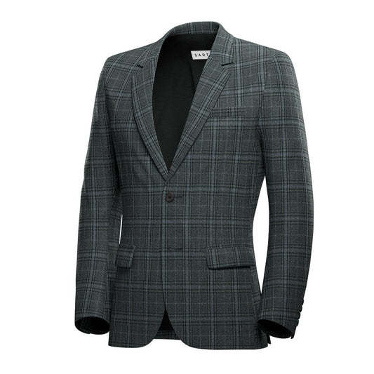 Ellis Grey Check with Blue Accents Jacket - SARTORO