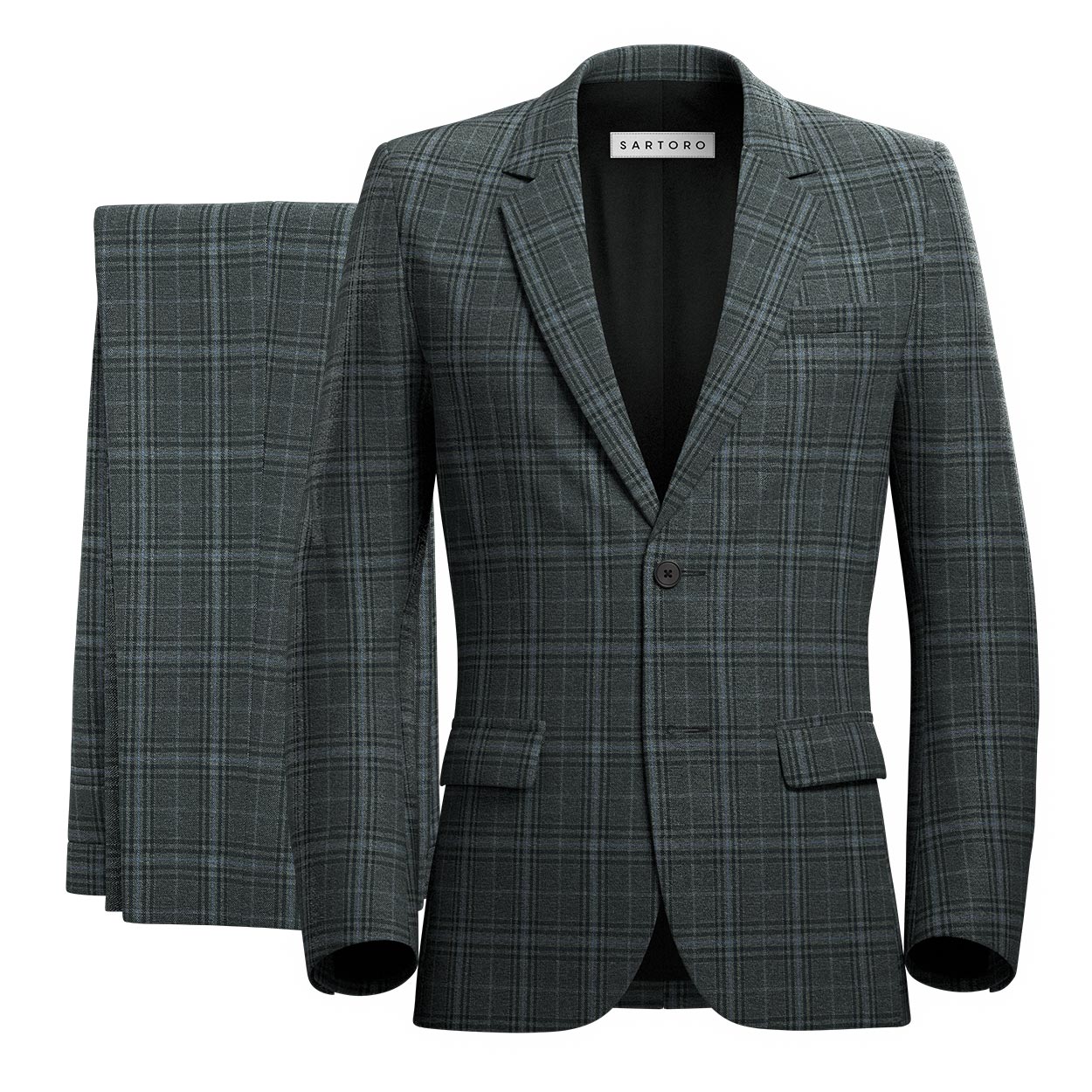 Ellis Grey Check with Blue Accents Suit - SARTORO