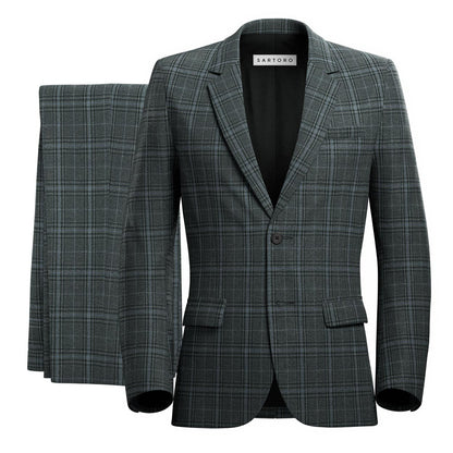 Ellis Grey Check with Blue Accents Suit - SARTORO