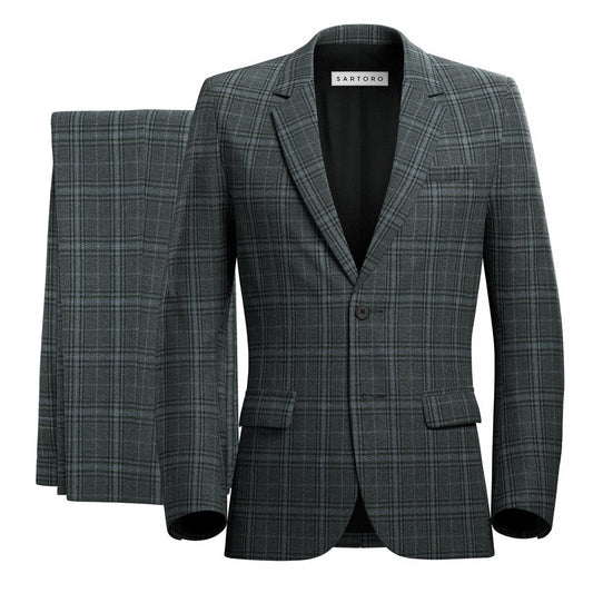 Ellis Grey Check with Blue Accents Suit - SARTORO