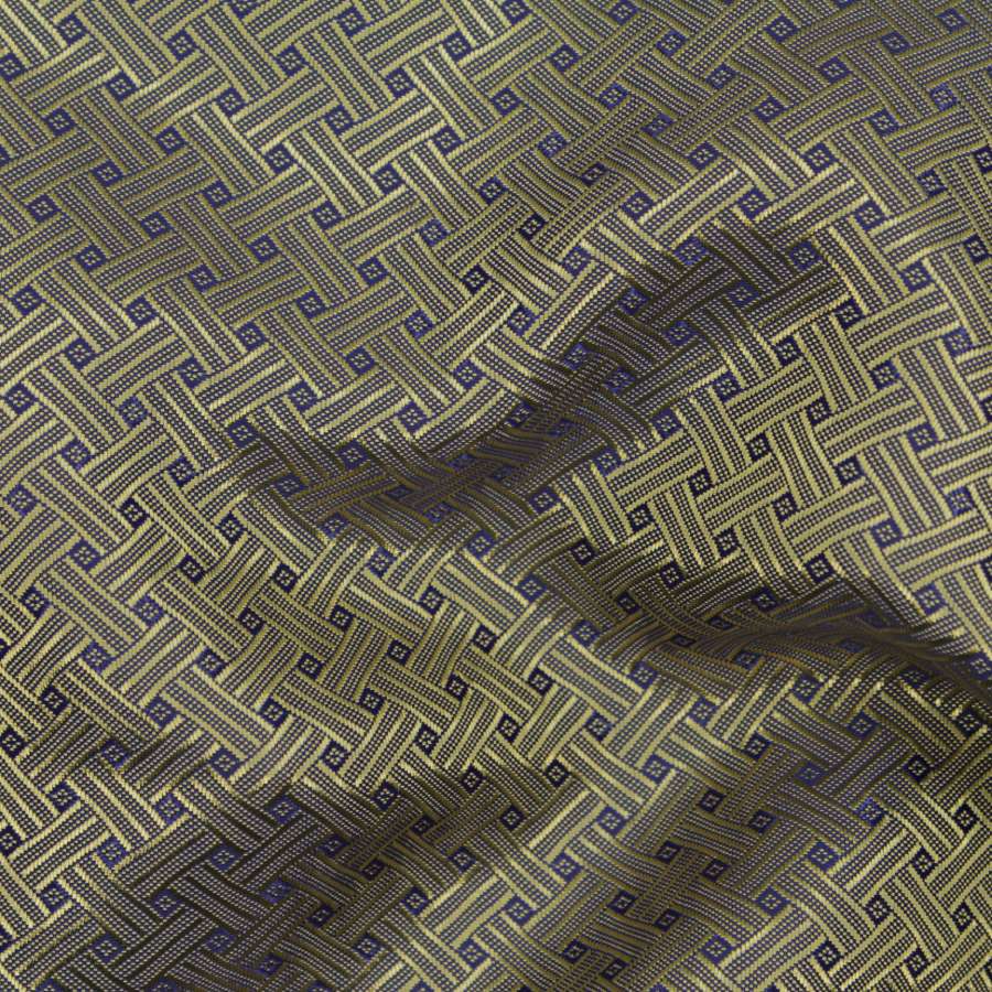 Gold & Blue Basketweave Pocket Square - SARTORO
