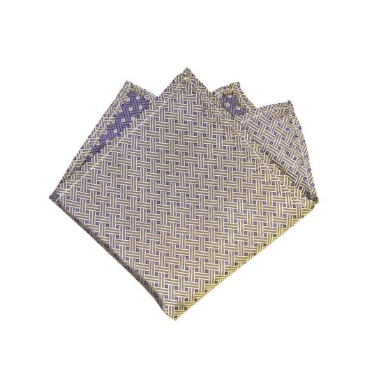 Gold & Blue Basketweave Pocket Square - SARTORO