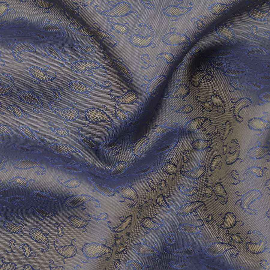 Gold & Blue Paisley Floral Pocket Square - SARTORO