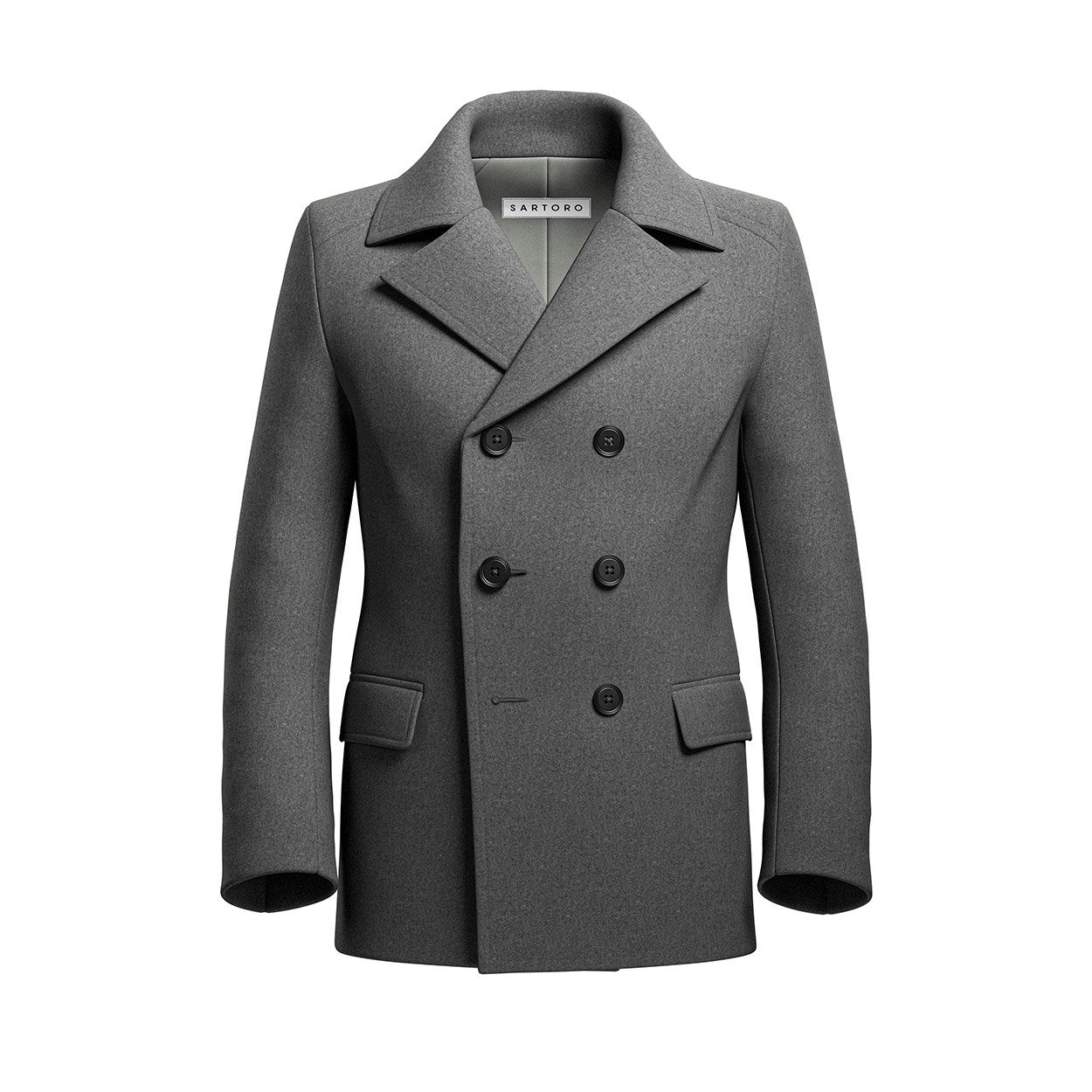 Grey Wool Peacoat