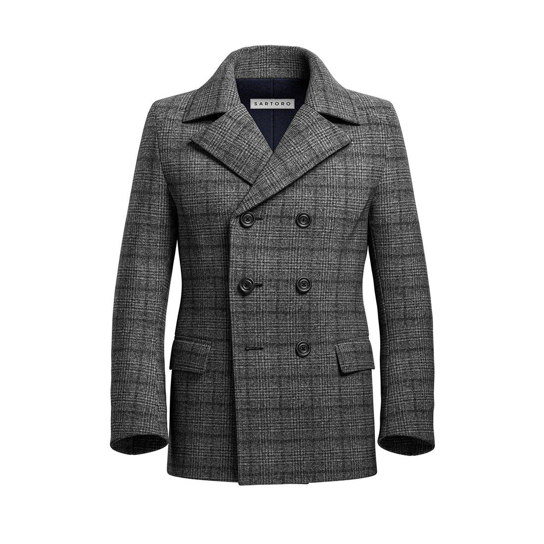 Grey Tweed Wool Peacoat - SARTORO