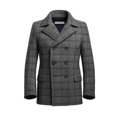 Grey Tweed Wool Peacoat - SARTORO