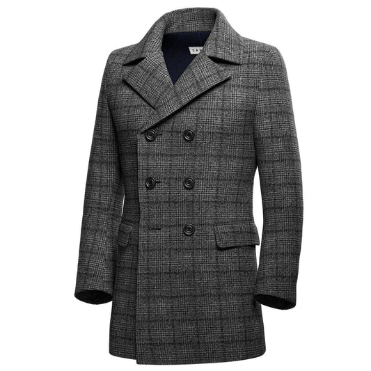 Grey Tweed Wool Peacoat - SARTORO