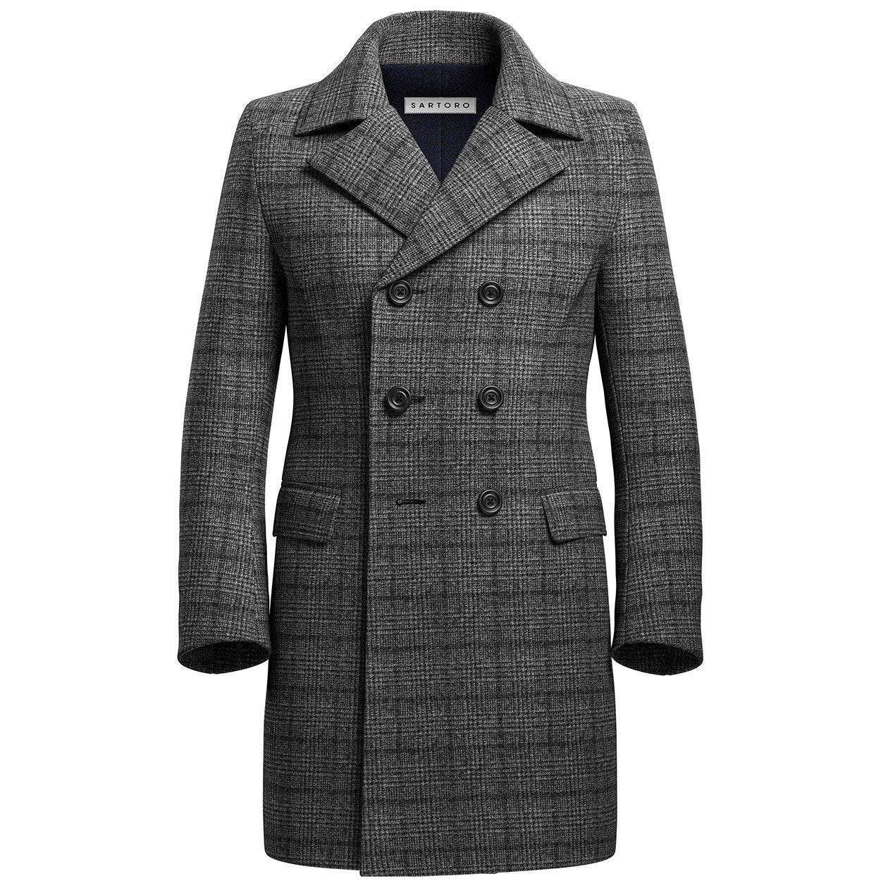 Grey Tweed Wool Peacoat - SARTORO