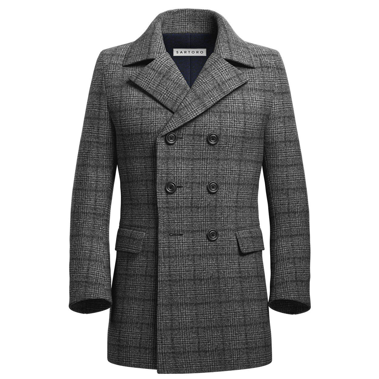 Grey Tweed Wool Peacoat - SARTORO