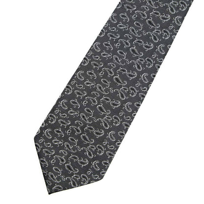 Grey & White Paisley Floral Tie - SARTORO