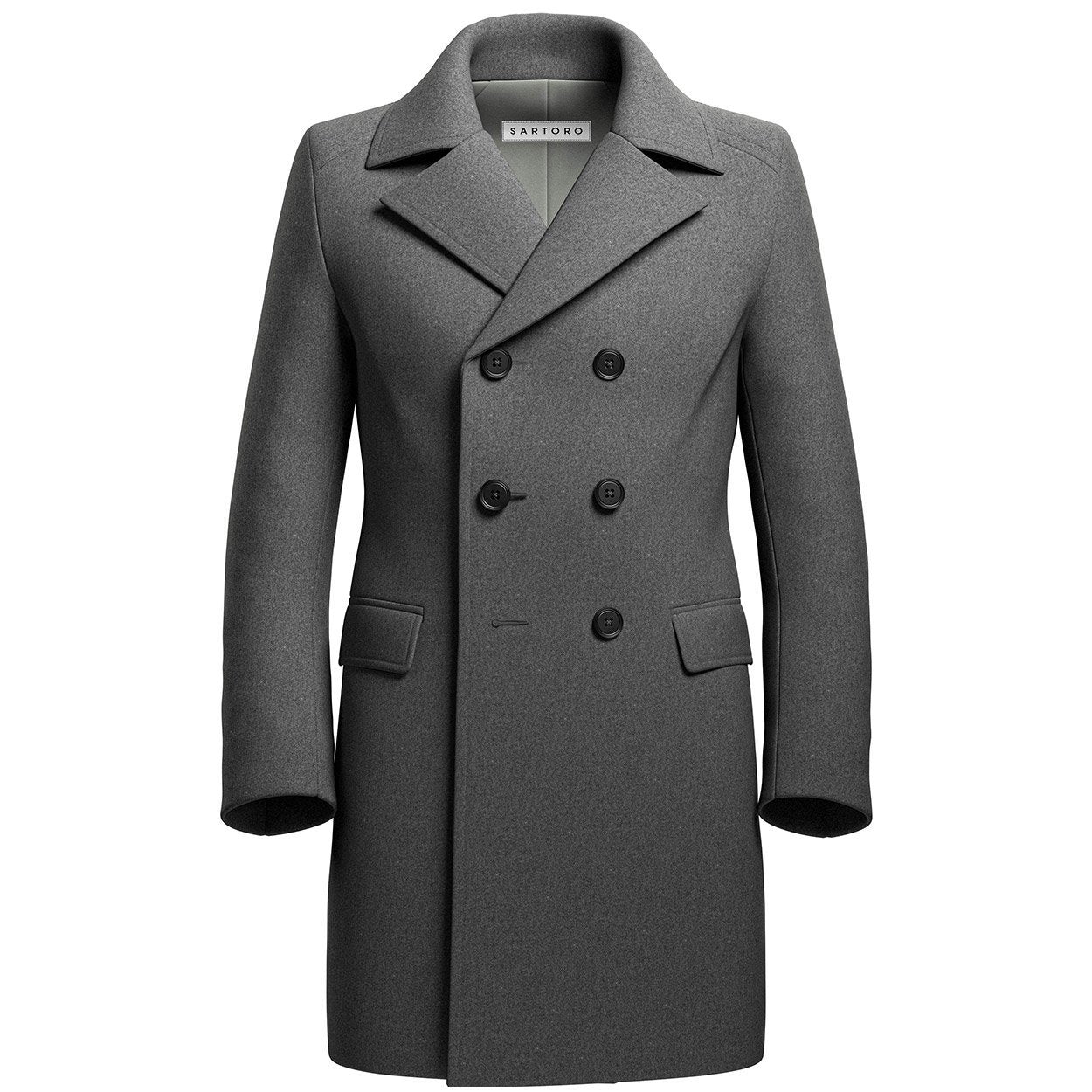 Grey Wool Peacoat - SARTORO
