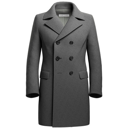 Grey Wool Peacoat - SARTORO