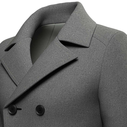 Grey Wool Peacoat - SARTORO