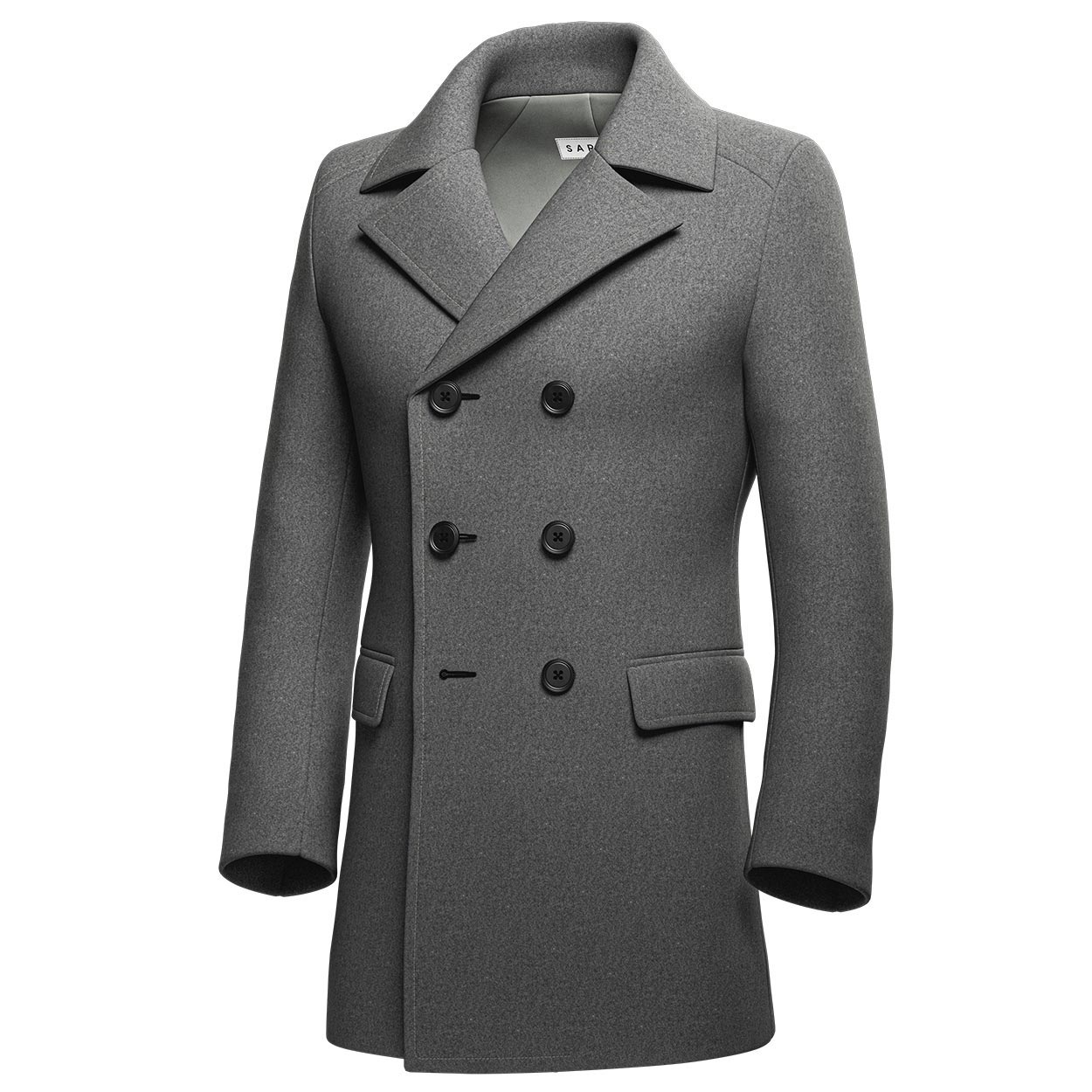 Grey Wool Peacoat - SARTORO