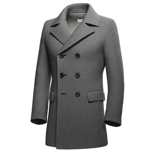 Grey Wool Peacoat - SARTORO