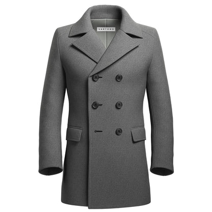 Grey Wool Peacoat - SARTORO