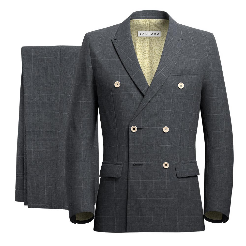 Penn Dark Grey Windowpane Wedding Suit
