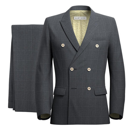 Penn Dark Grey Windowpane Wedding Suit