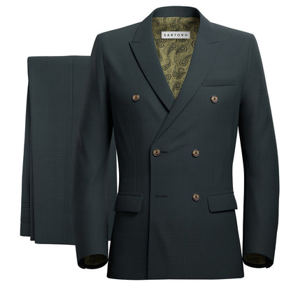 Penn Onyx Green Microcheck Wedding Suit