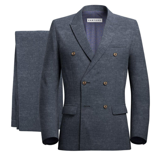 Penn Stone Blue Linen Wedding Suit