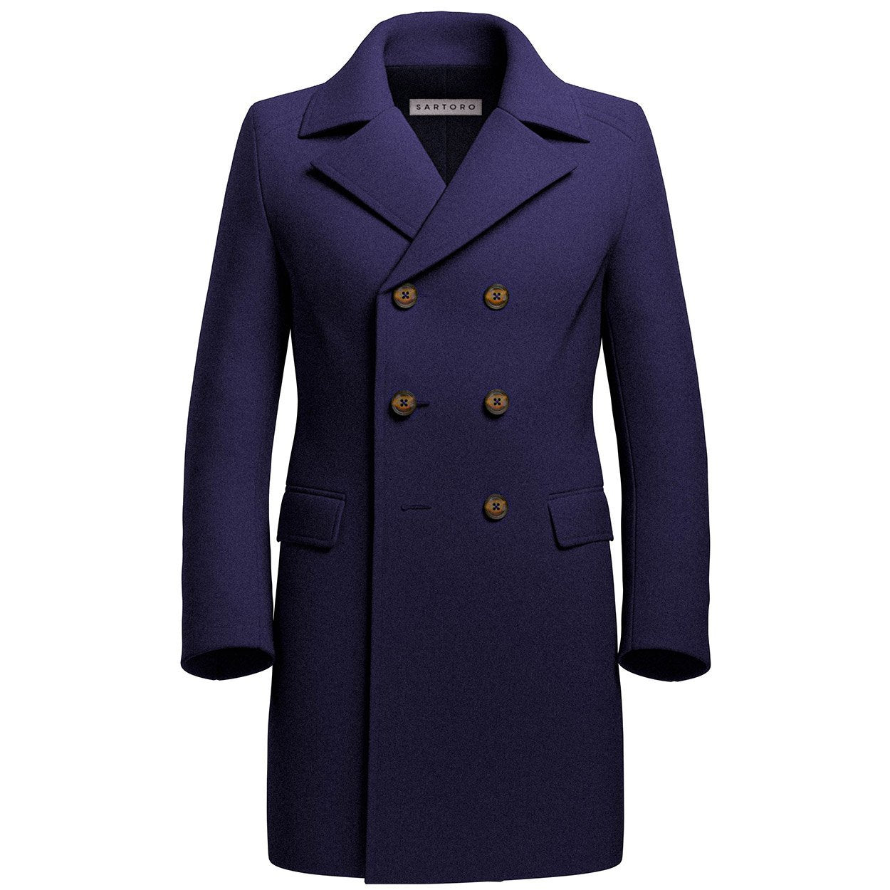 Indigo Wool Peacoat - SARTORO