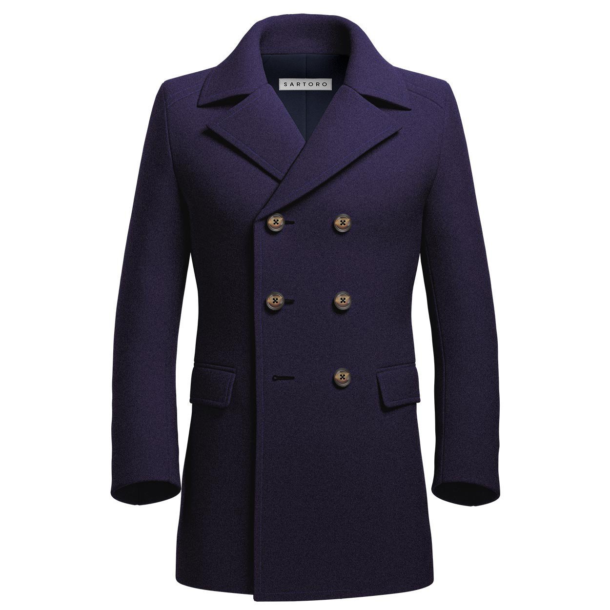Indigo Wool Peacoat - SARTORO