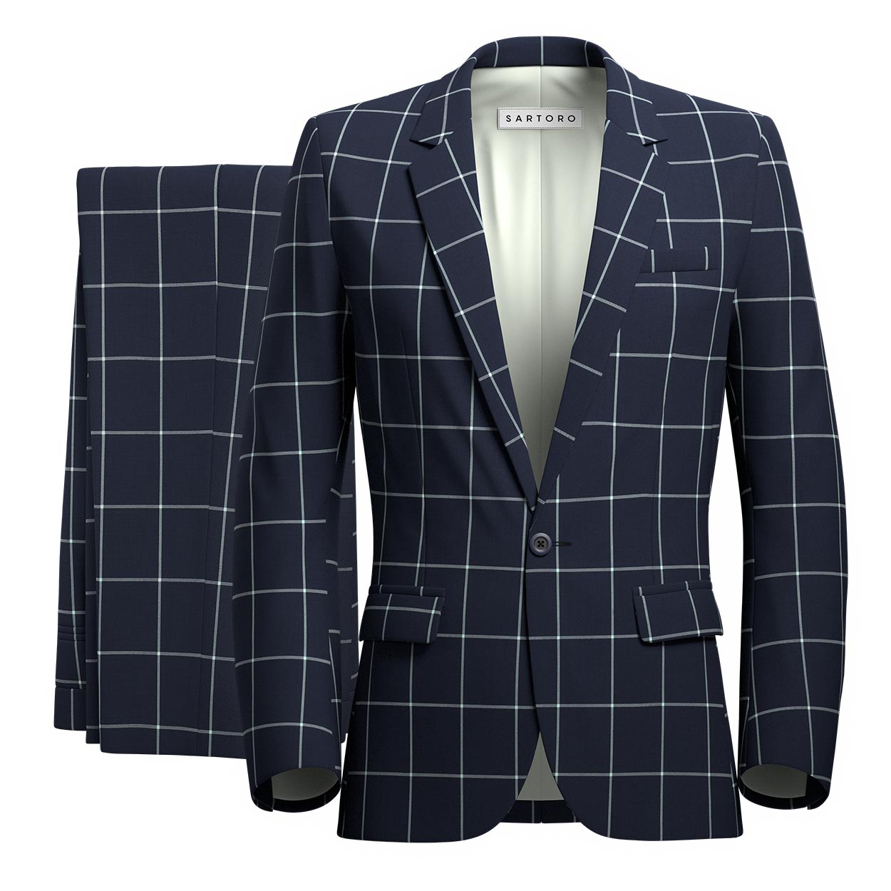 Lafayette Regal Navy Windowpane Suit - SARTORO