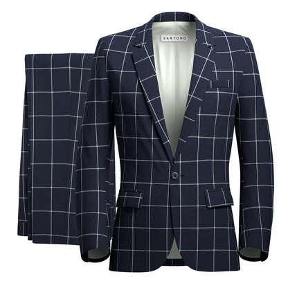 Lafayette Regal Navy Windowpane Suit - SARTORO