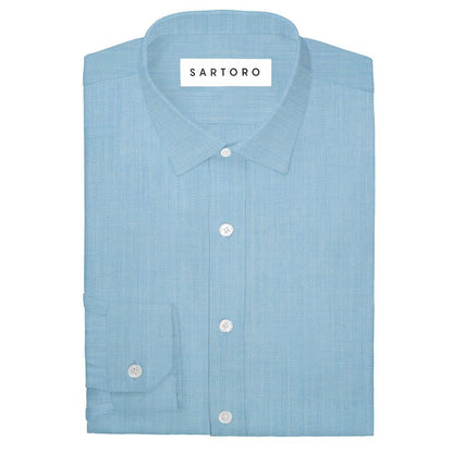 Light Blue Herringbone Shirt - SARTORO