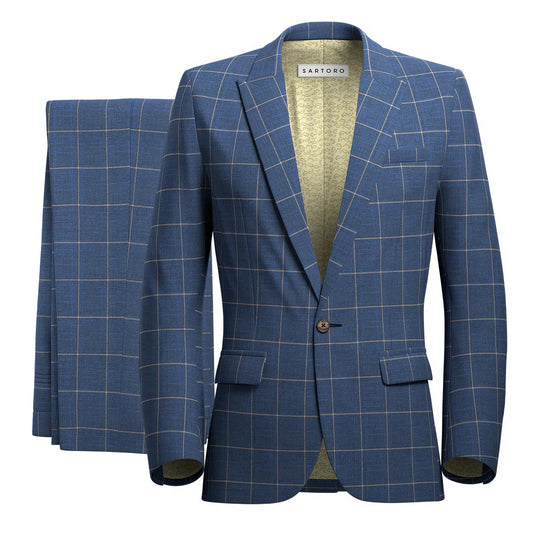 Madison Lapis Blue Windowpane Suit - SARTORO